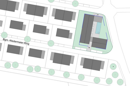 Lageplan des Siegerentwurfs, Vergabeverfahren Wörth © HOE Architects Lageplan des Siegerentwurfs, Vergabeverfahren Wörth © HOE Architects