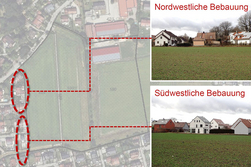 Plangebiet und Umgebung „Am Hofanger“ in Hebertshausen © Luftbild: Bayernatlas; Fotos: © Planungsverband Äußerer Wirtschaftsraum München (PV)