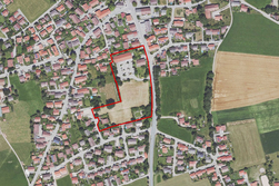 Luftbild mit eingezeichnetem Umgriff des Plangebiets