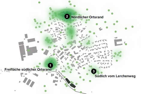 Karte mit grünen Punkten