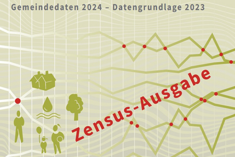 Icons von Menschen, Häusern und Graph im Hintergrund