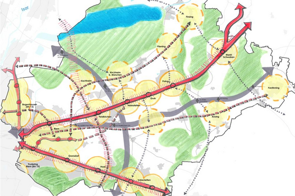 Raumkonzept "Überörtliche Verkehrsplanung im Raum München Ost" © DRAGOMIR Stadtplanung GmbH