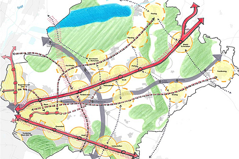 Raumkonzept "Überörtliche Verkehrsplanung im Raum München Ost" © DRAGOMIR Stadtplanung GmbH