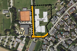Satellitenbild mit gekennzeichnetem Lageplan